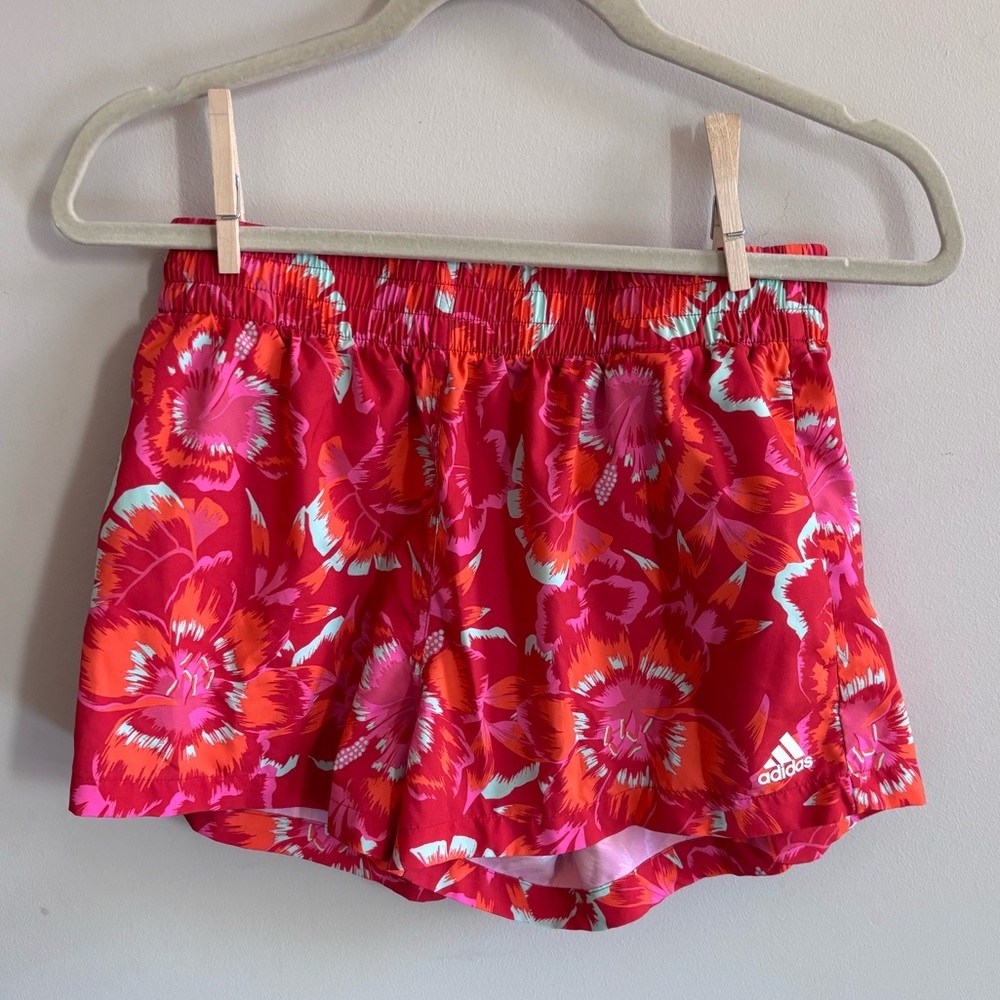adidas Red Floral Women's Athletic Shorts